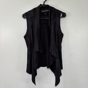 Bagatelle Black Draped Loose Fit Flowy Open Front Vest